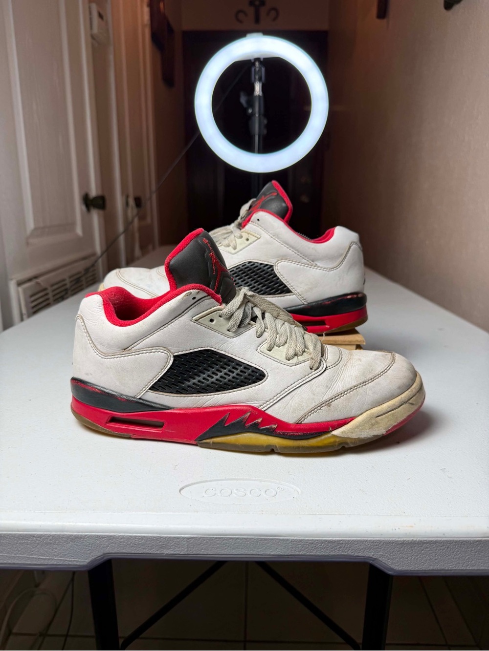 Air Jordan 5 Retro 2015 Low Fire Red Lace Up Men’s Sz 10.5 Shoes extremely beat